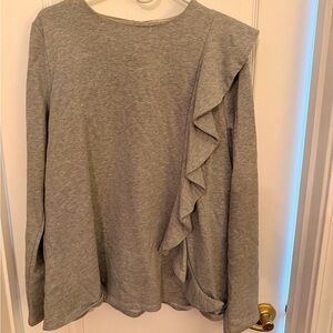 Mazik Heather Gray Top with Ruffle Sleeves